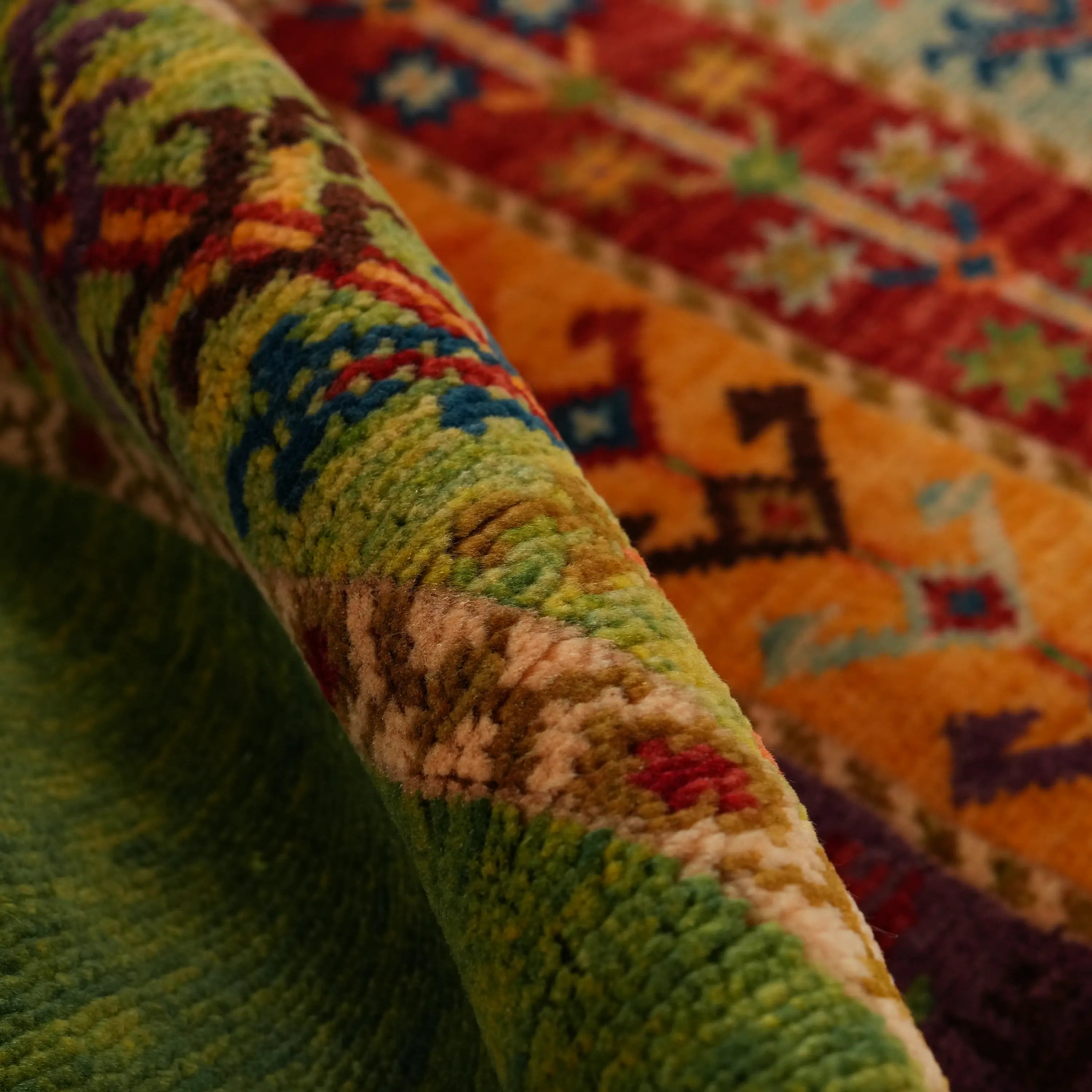 Anadolu Şal Series Sivas Zara Patterned Handwoven Wool Colorful Rug