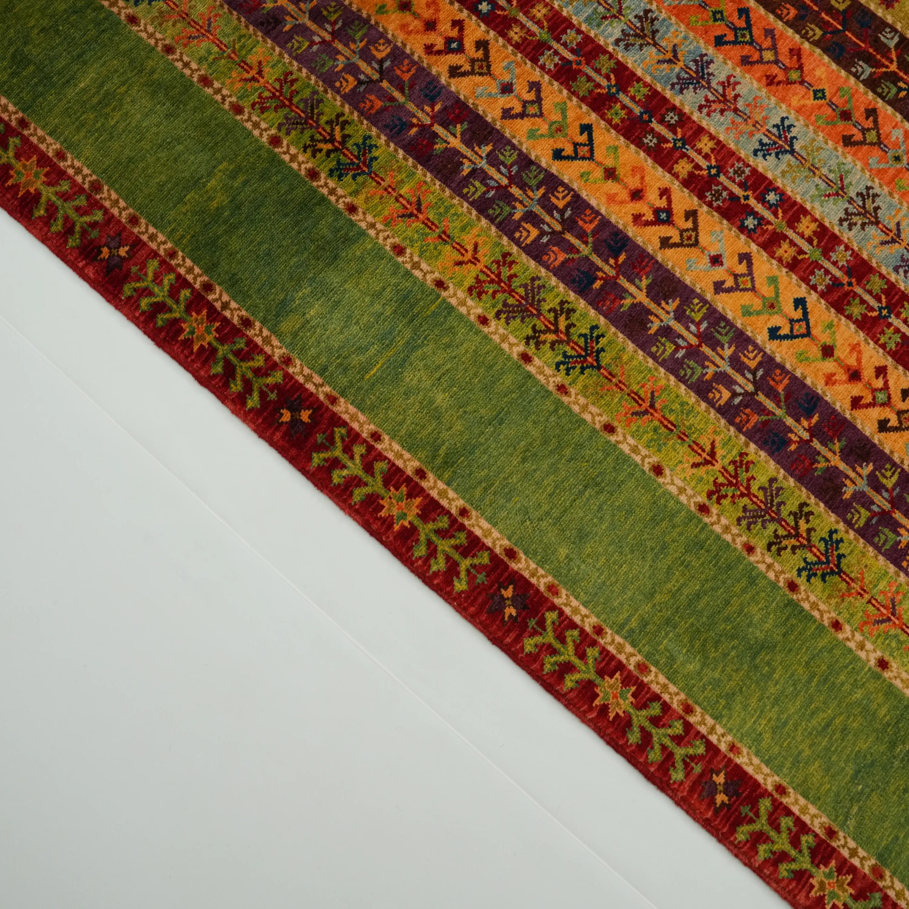 Anadolu Şal Series Sivas Zara Patterned Handwoven Wool Colorful Rug