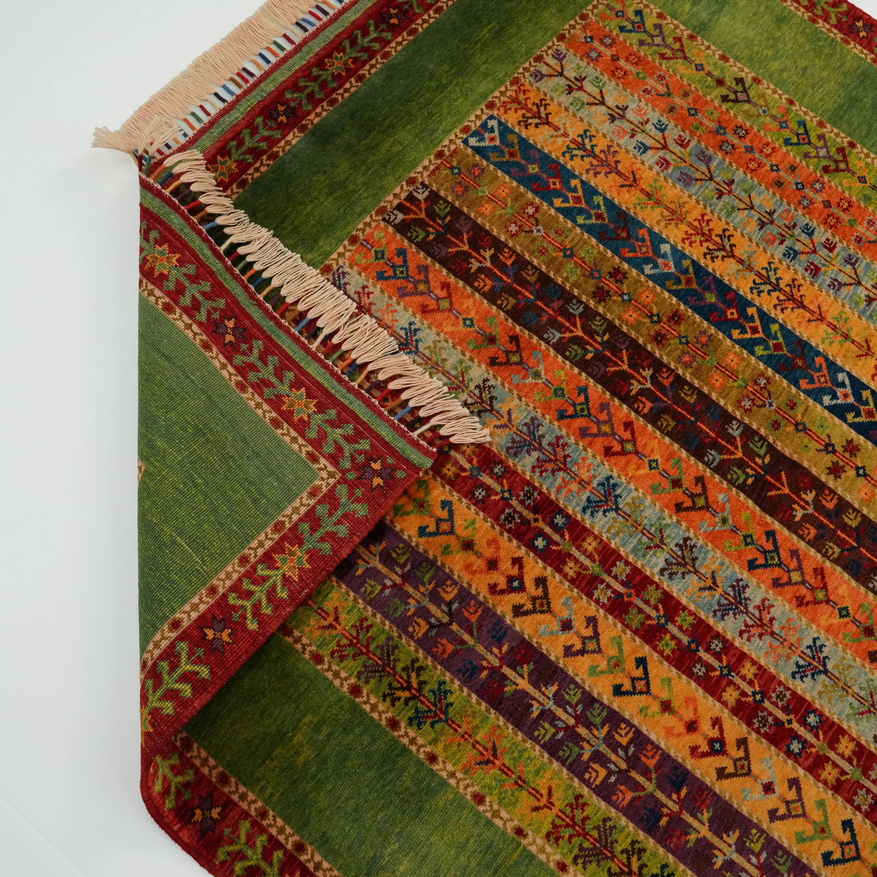 Anadolu Şal Series Sivas Zara Patterned Handwoven Wool Colorful Rug