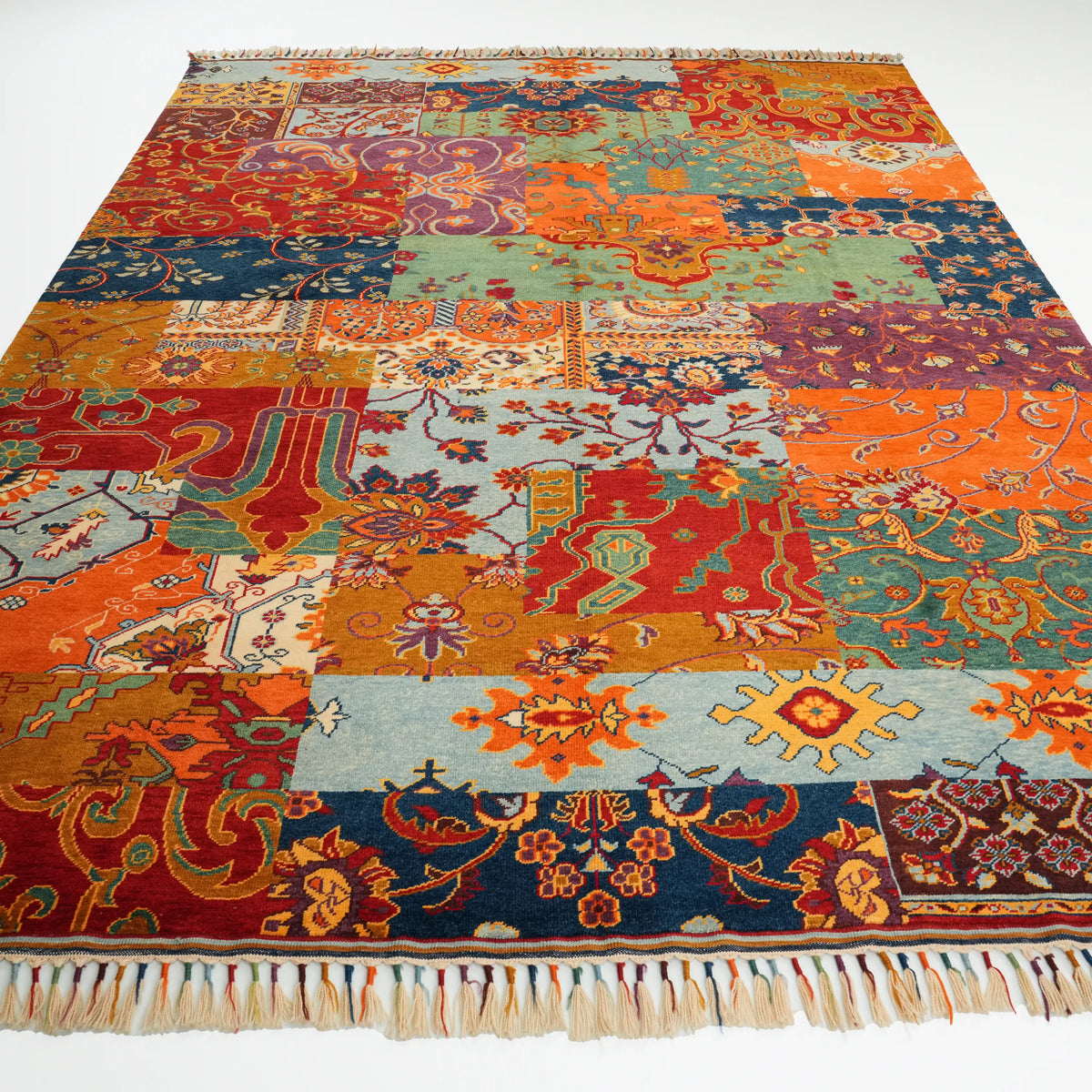 Anadolu Şal Serisi Yün El Dokuma Patchwork Desenli Halı — 250x341 cm