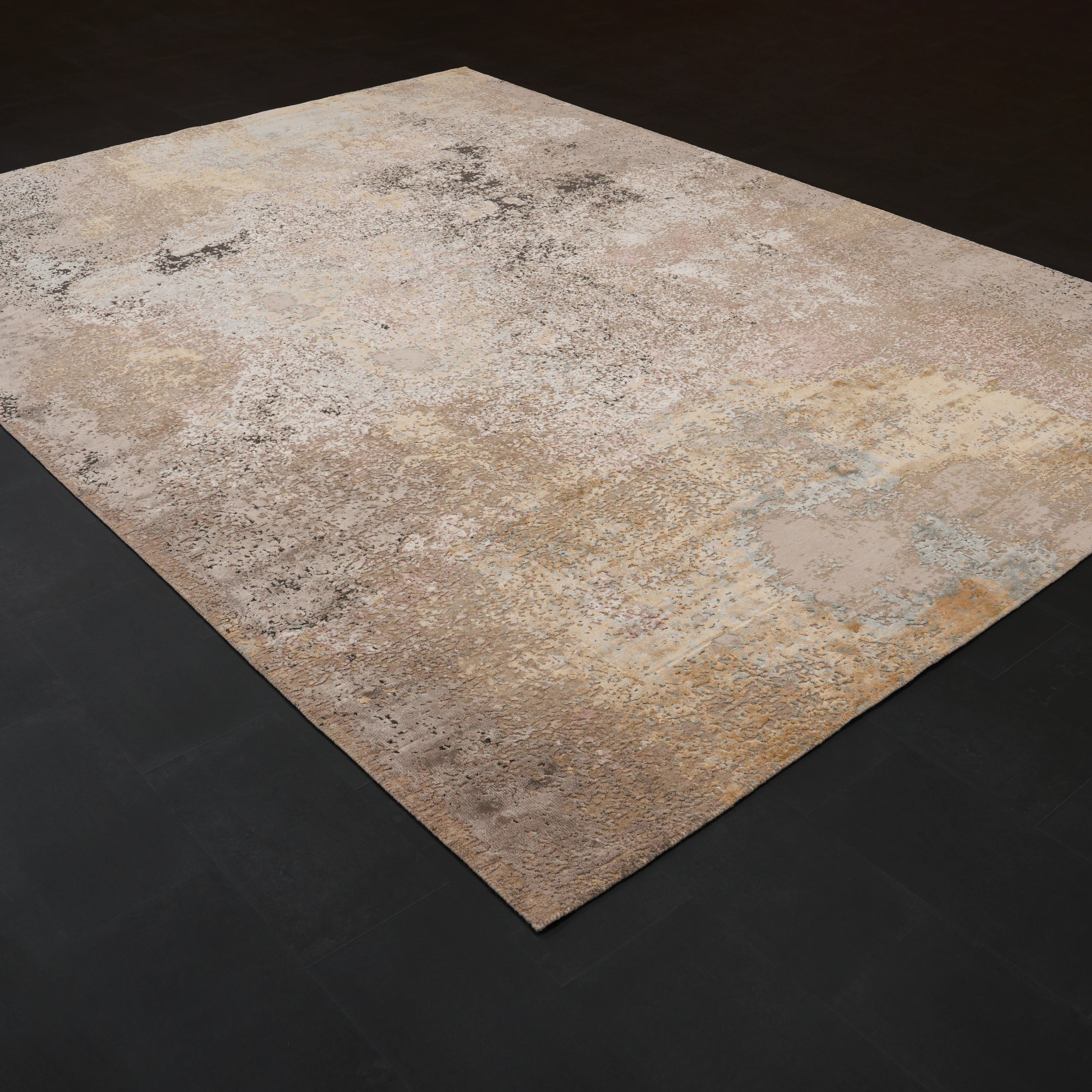 Aren Serisi El Dokuma Gri Soyut Desenli Yün Halı