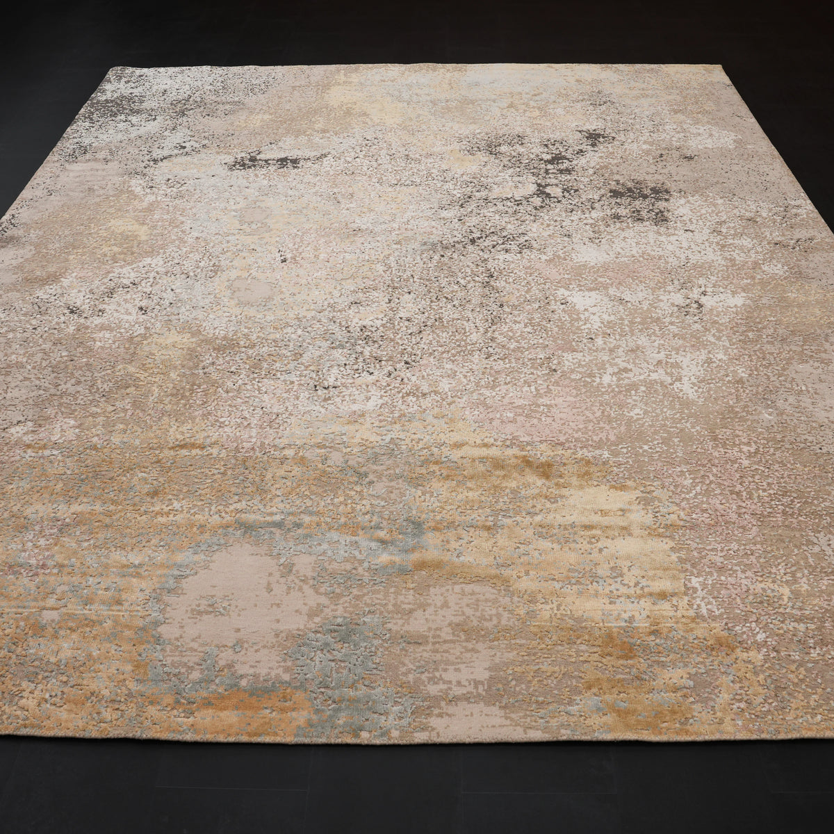 Aren Serisi El Dokuma Gri Soyut Desenli Yün Halı — 269x366 cm