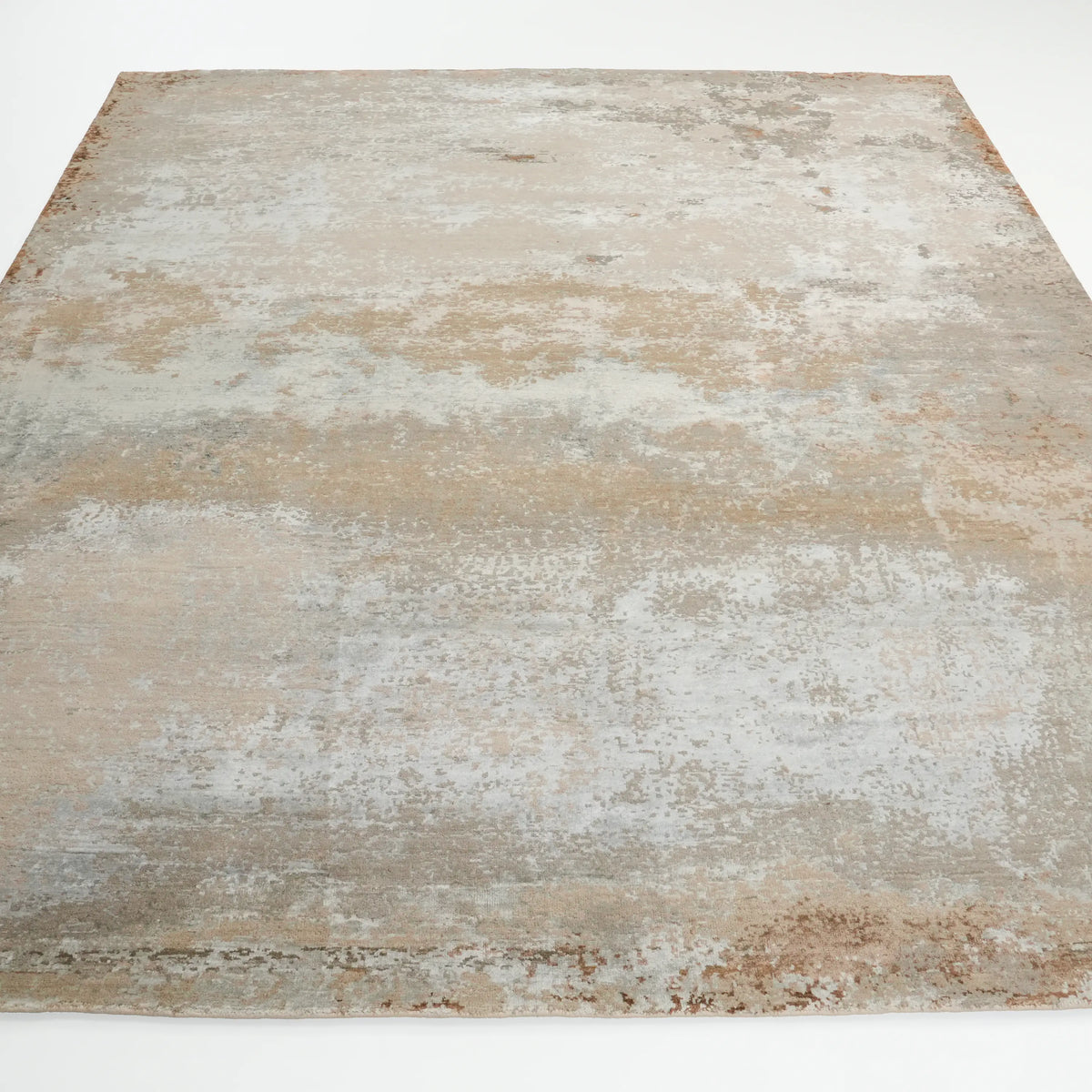 Aren Serisi El Dokuma Sade Desenli Yün Krem Halı — 246x302 cm
