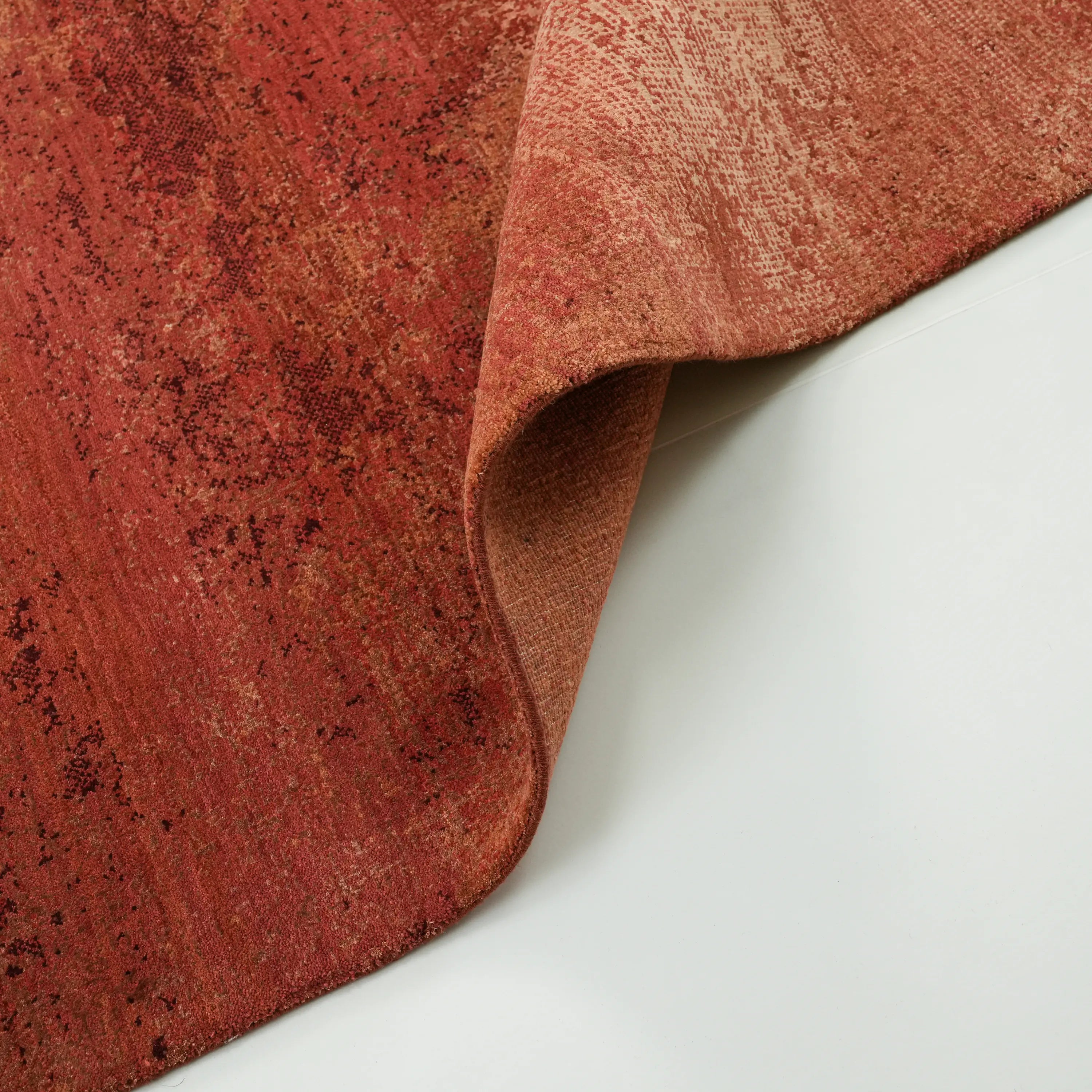 Aren Series Handwoven Plain Pattern Wool Orange Rug