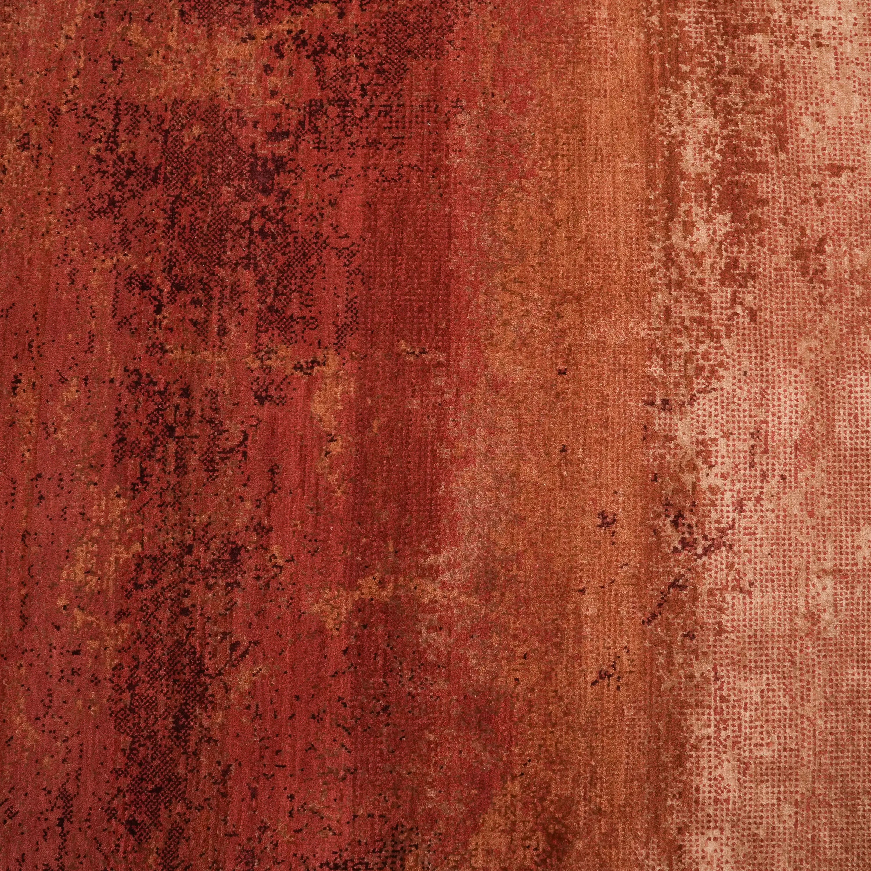 Aren Series Handwoven Plain Pattern Wool Orange Rug