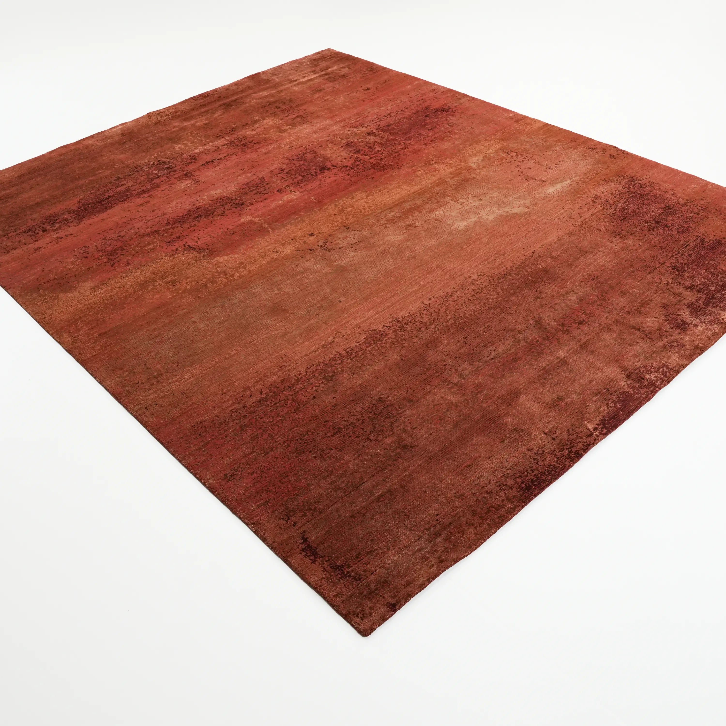 Aren Series Handwoven Plain Pattern Wool Orange Rug