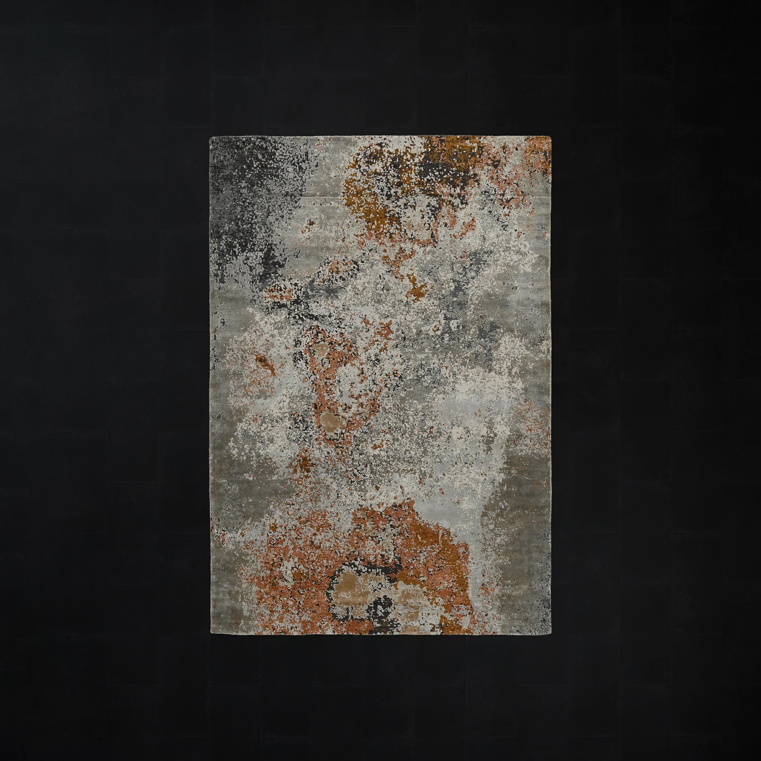 Aren Serisi El Dokuma Soyut Desenli Gri Yün Halı