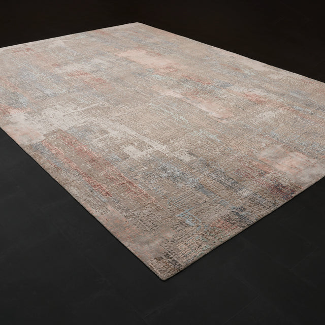 Aren Serisi El Dokuma Soyut Desenli Gri Yün Halı, 305x427 cm — Halıcızade
