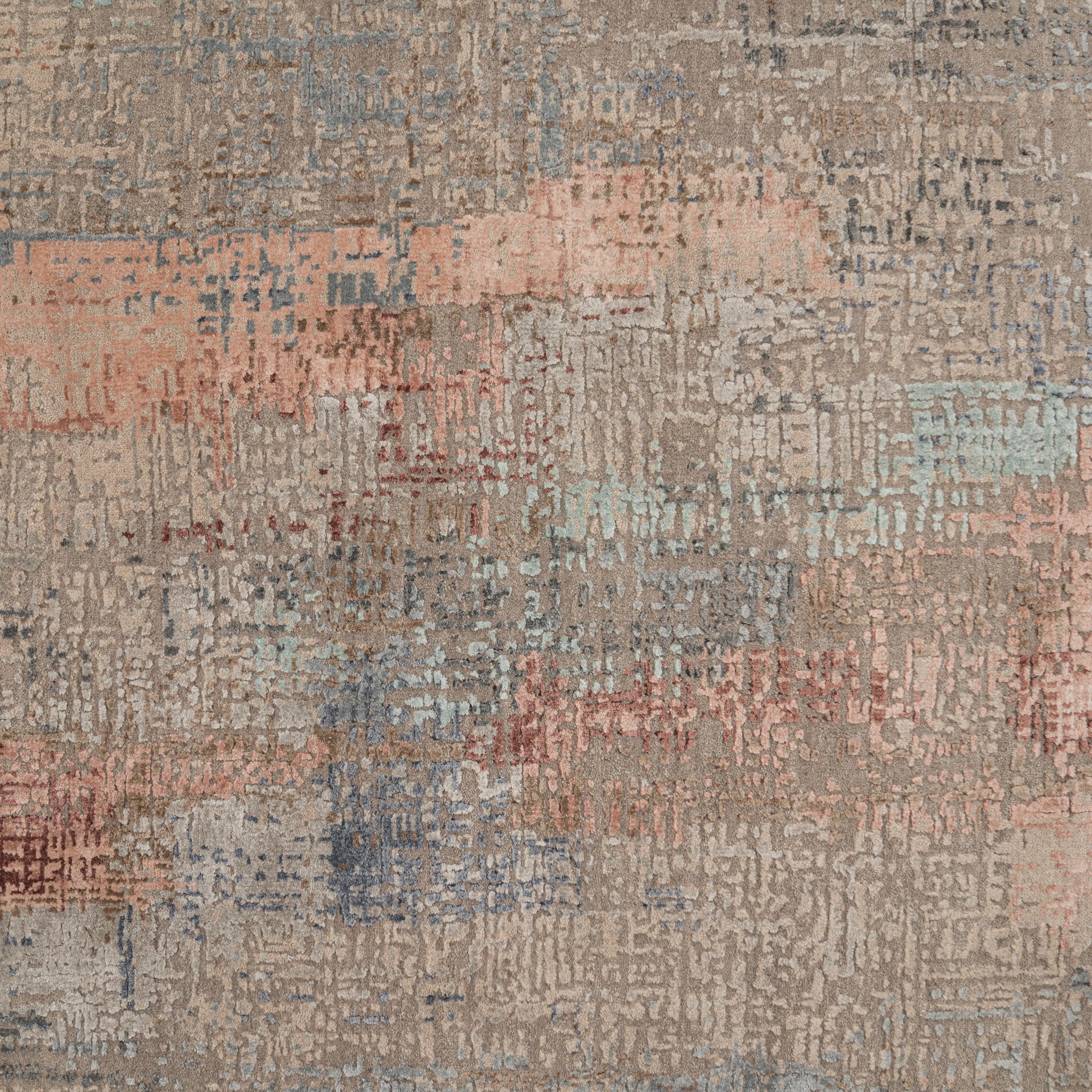 Aren Serisi El Dokuma Soyut Desenli Gri Yün Halı