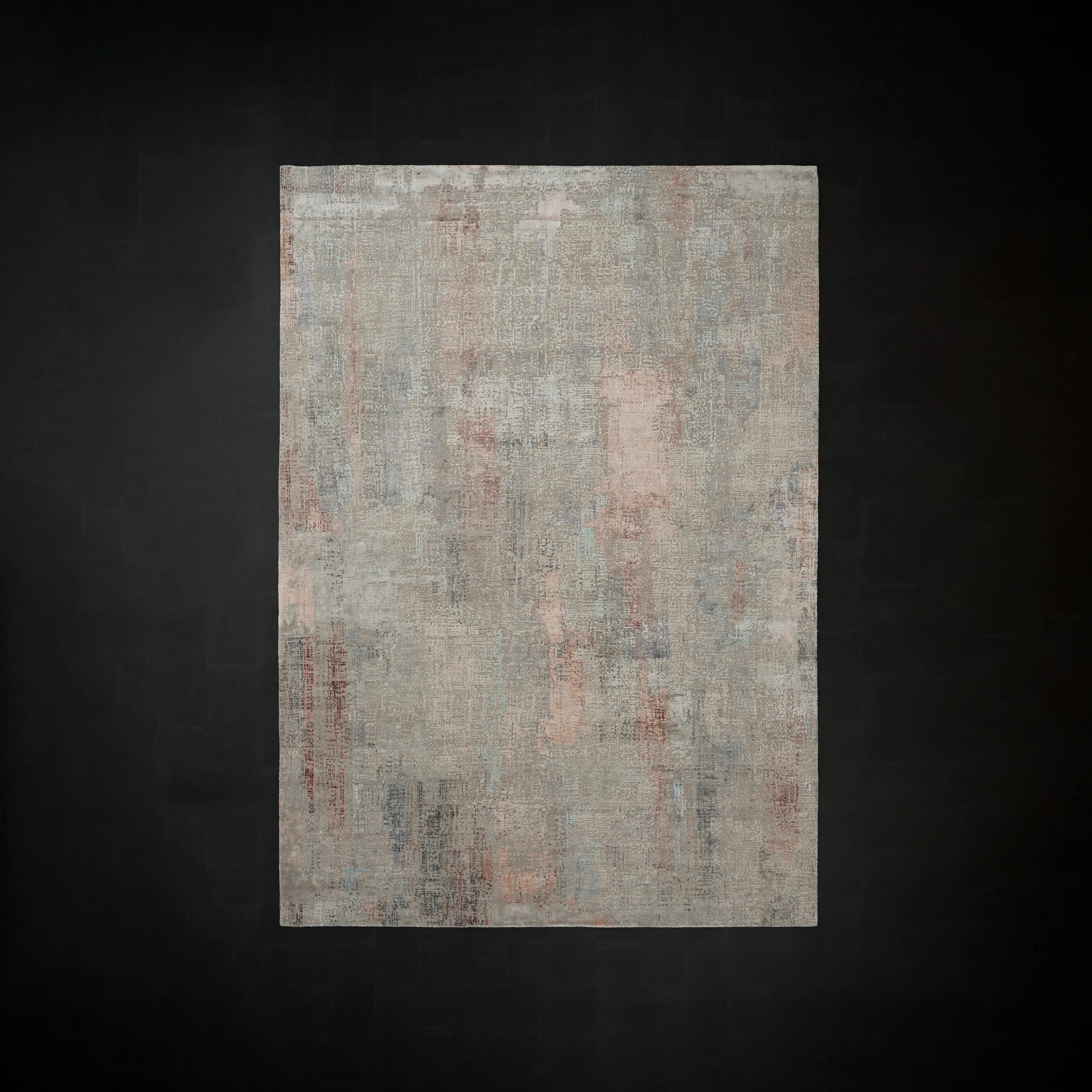 Aren Serisi El Dokuma Soyut Desenli Gri Yün Halı