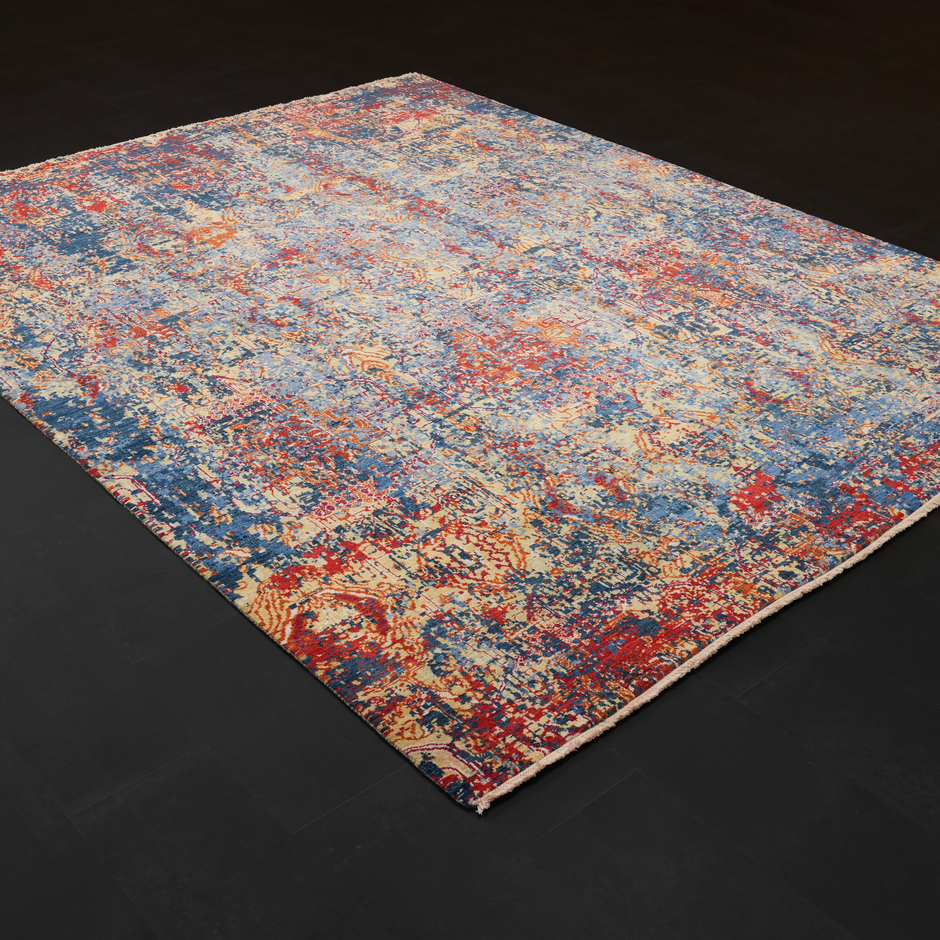 Aren Serisi El Dokuma Soyut Desenli Rengarenk Yün Halı