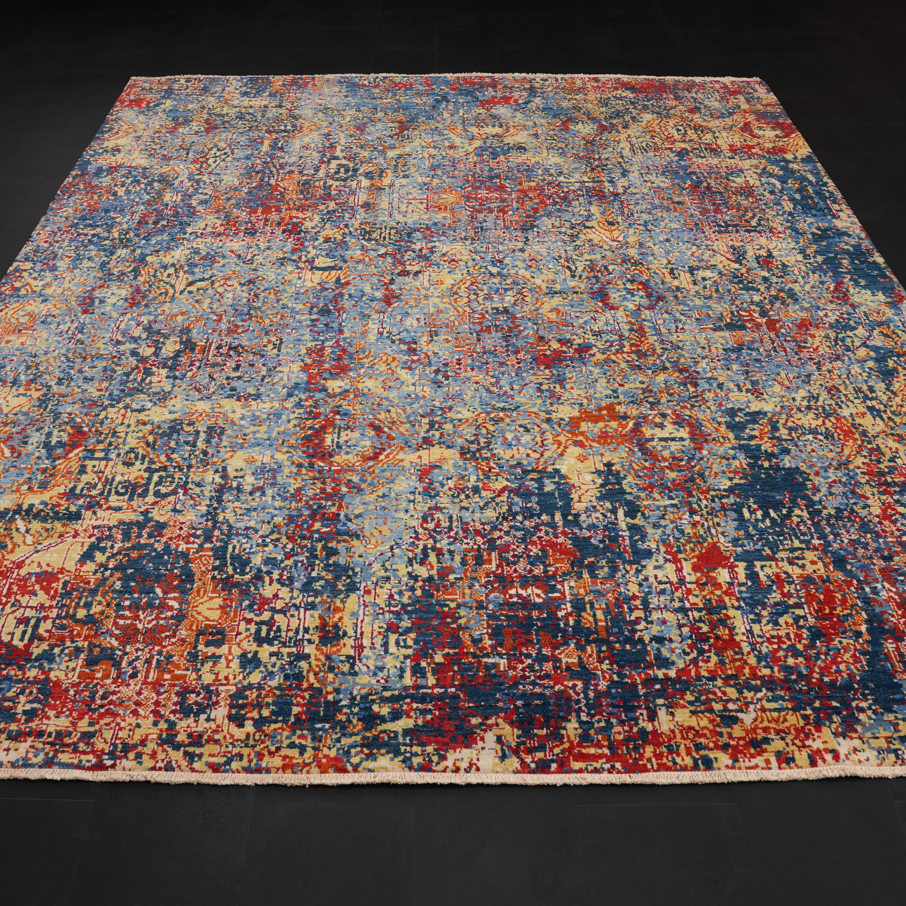 Aren Serisi El Dokuma Soyut Desenli Rengarenk Yün Halı