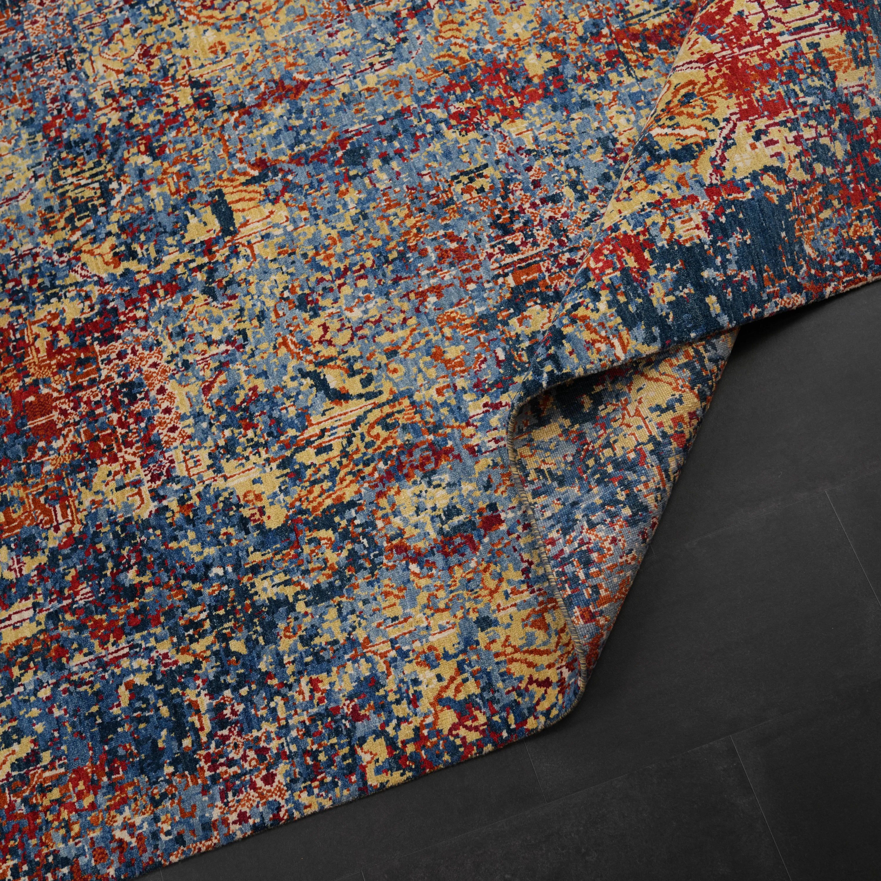 Aren Serisi El Dokuma Soyut Desenli Rengarenk Yün Halı