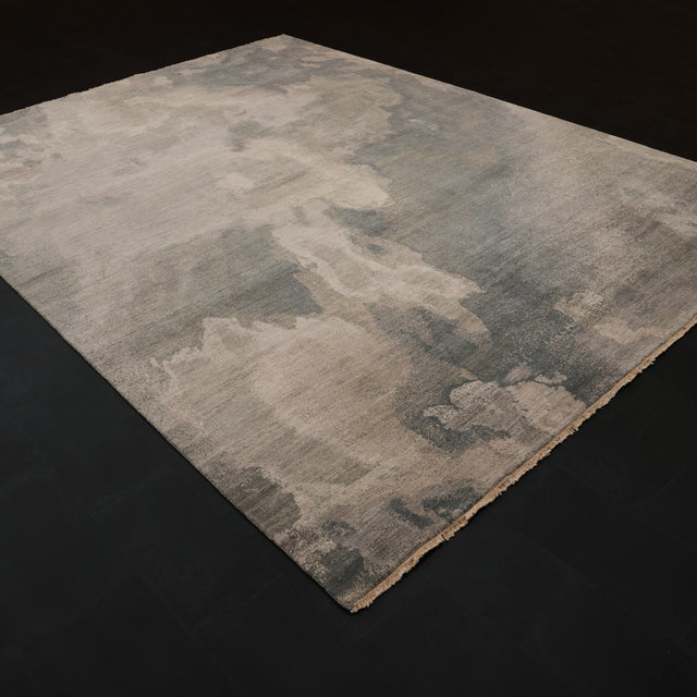 Aren Serisi El Dokuma Soyut Desenli Yün Gri Halı, 279x371 cm — Halıcızade