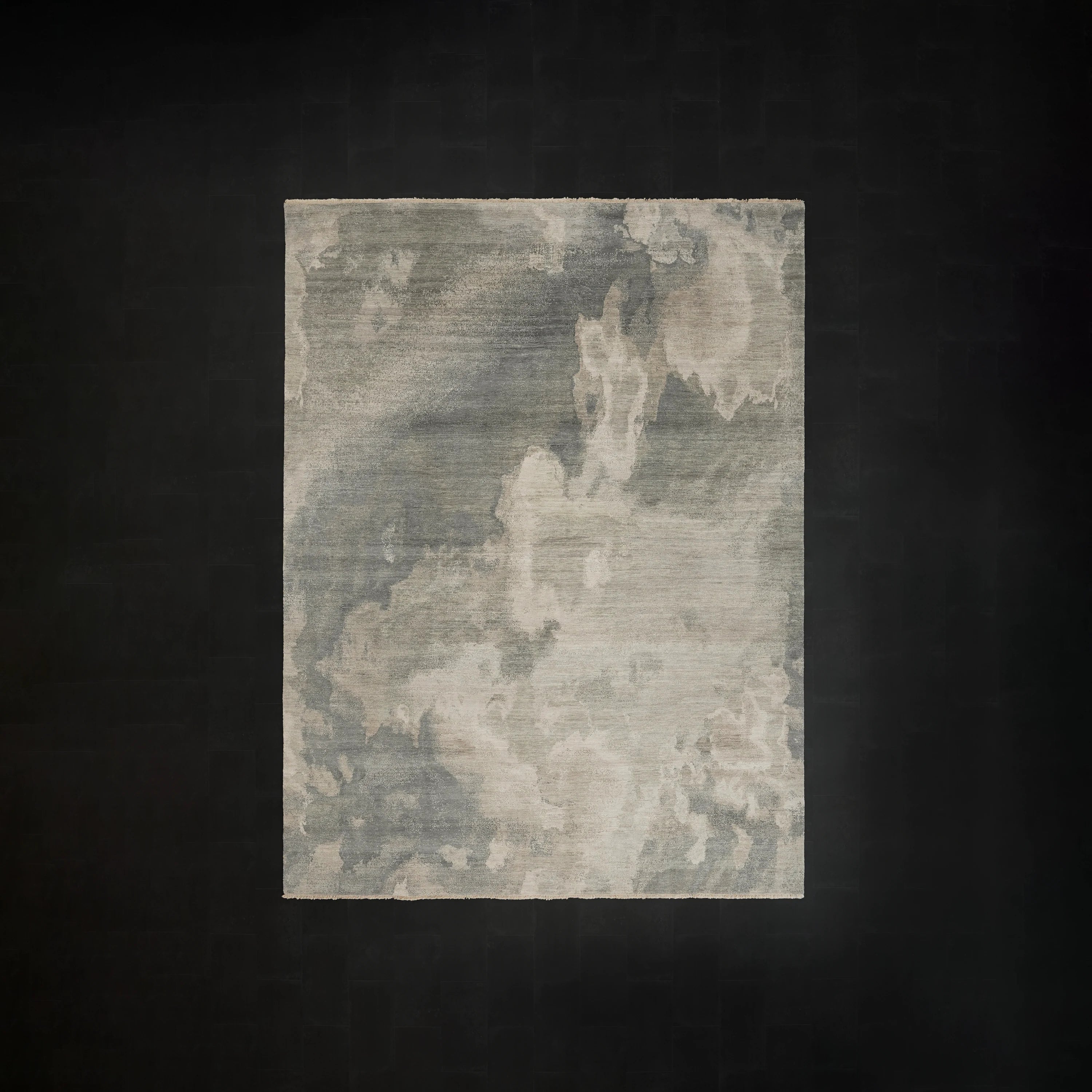 Aren Serisi El Dokuma Soyut Desenli Yün Gri Halı