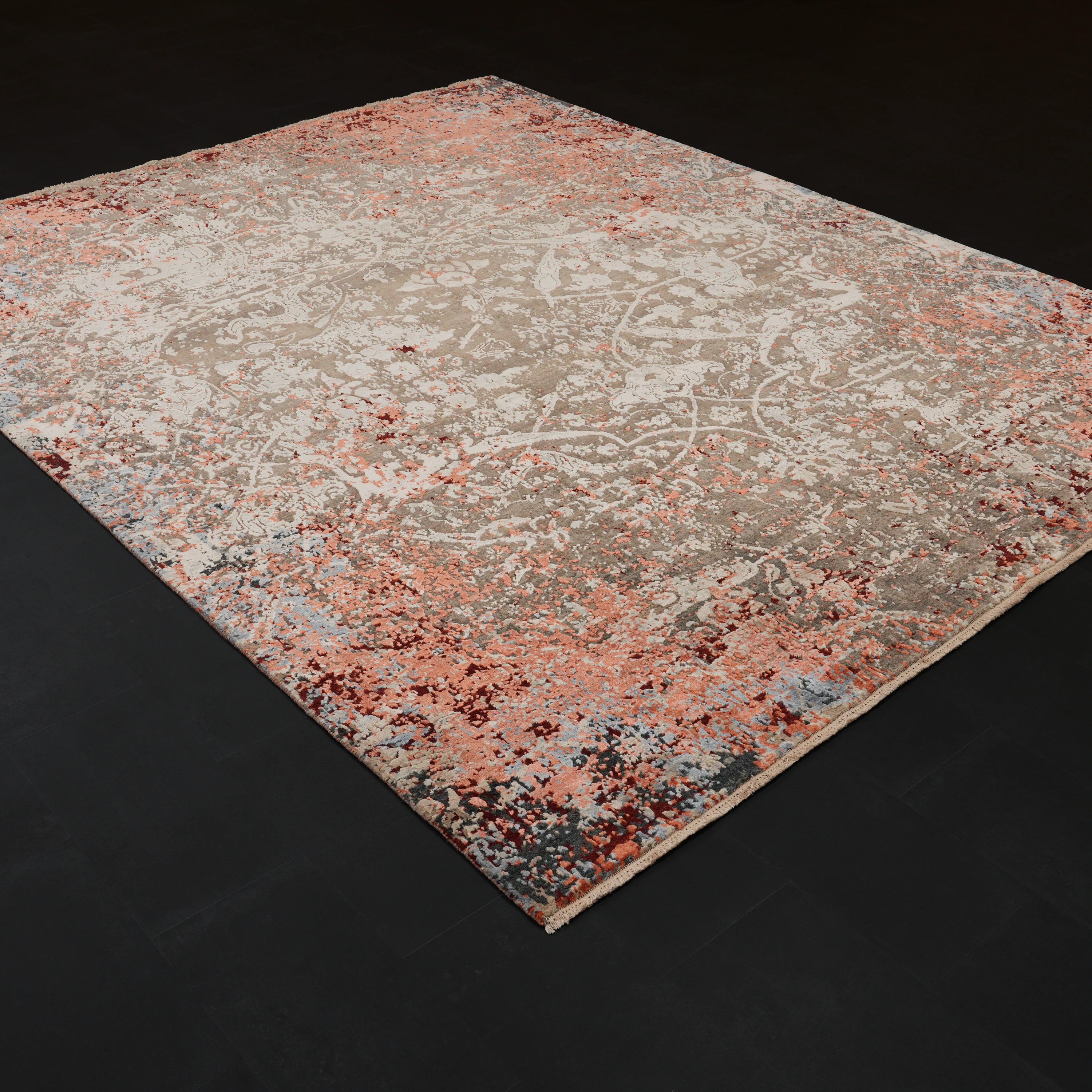 Aren Serisi El Dokuma Soyut Desenli Yün Rengarenk Halı