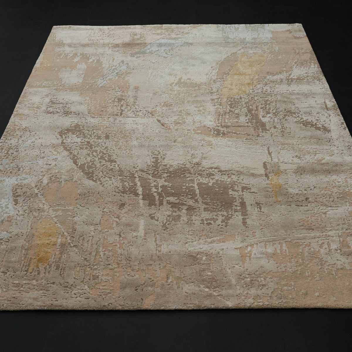 Aren Serisi El Dokuma Soyut Desenli Yün Vizon Halı — 168x244, 201x301 cm