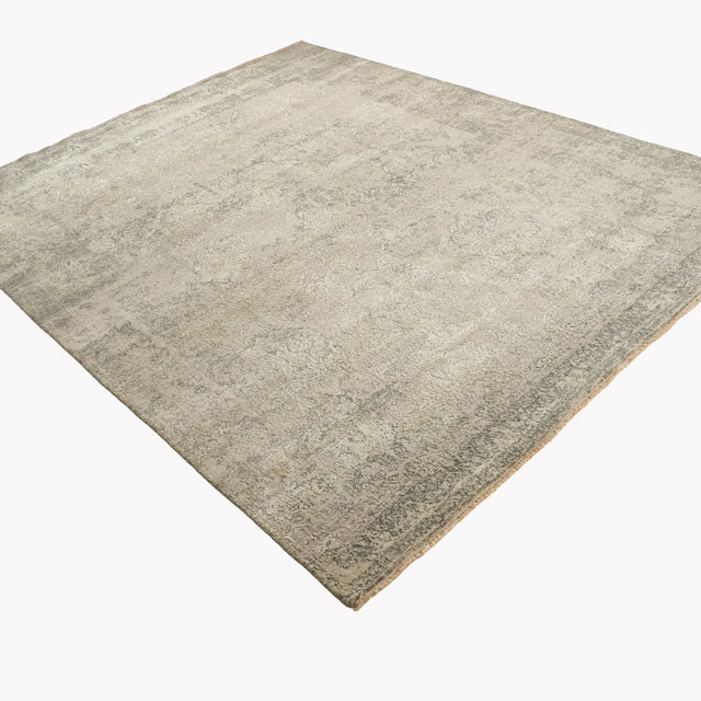 Aren Serisi El Dokuma Vintage Desenli Gri İpekli Halı, 246x305 cm — Halıcızade