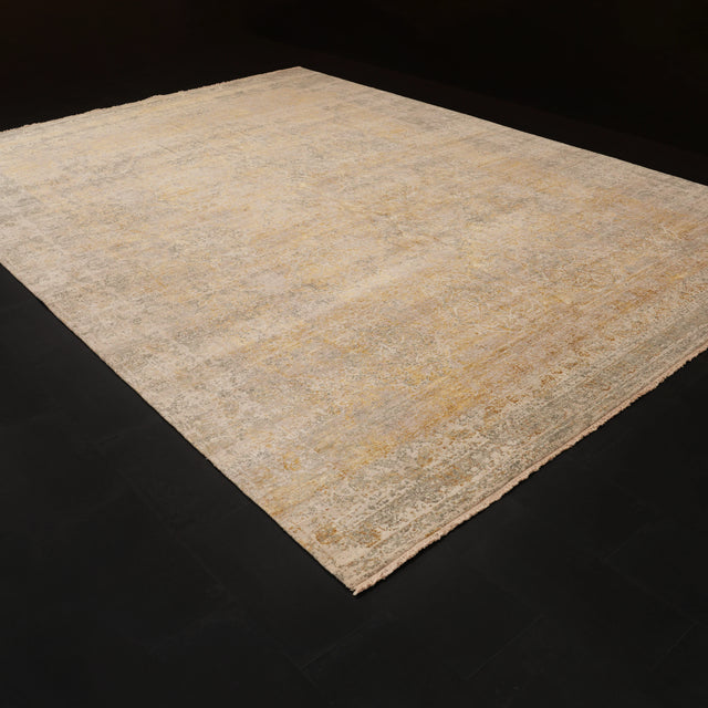 Aren Serisi El Dokuma Vintage Desenli İpekli Gri Halı, 305×414 cm Halıcızade