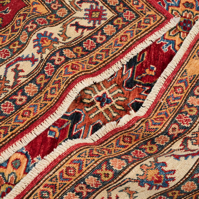 Aşikar Series Hand-Woven Anatolian Patterned Red Wool Carpet