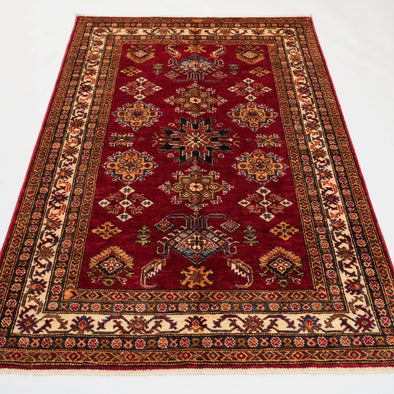 Aşikar Series Hand-Woven Anatolian Patterned Red Wool Carpet