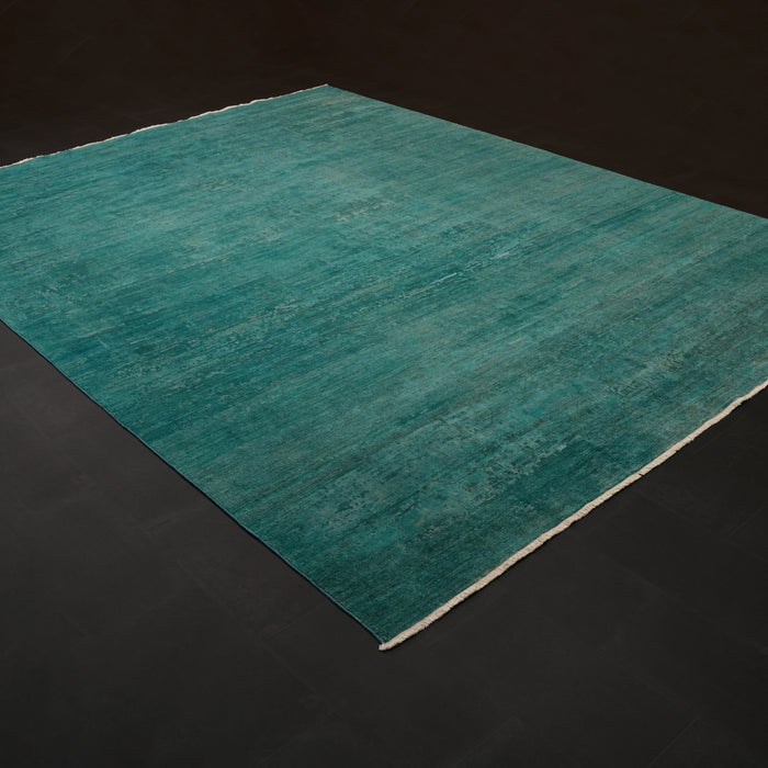 Ayan Series Hand-Woven Simple Patterned Turquoise Wool Rug