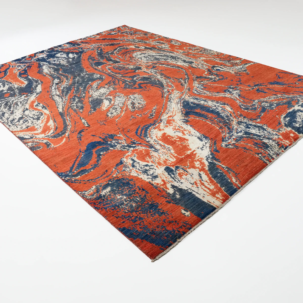 Ayan Serisi El Dokuma Soyut Desenli Terra Yün Halı, turuncu, 275x370 cm — Halıcızade