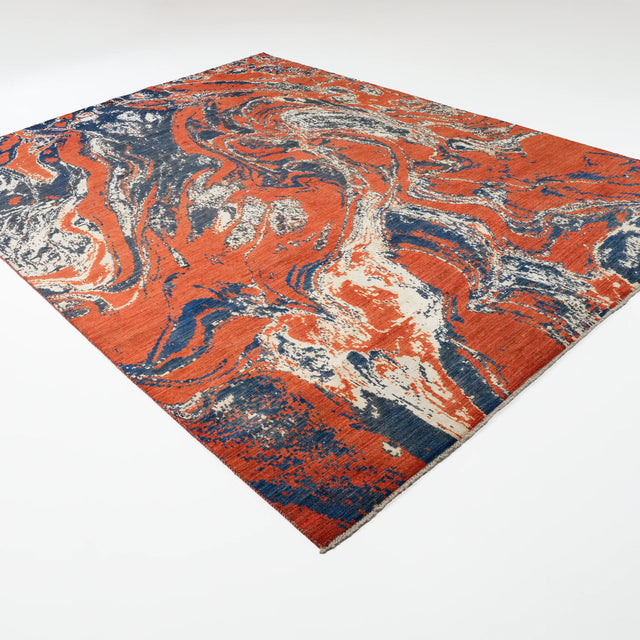 Ayan Serisi El Dokuma Soyut Desenli Terra Yün Halı, turuncu, 275x370 cm — Halıcızade