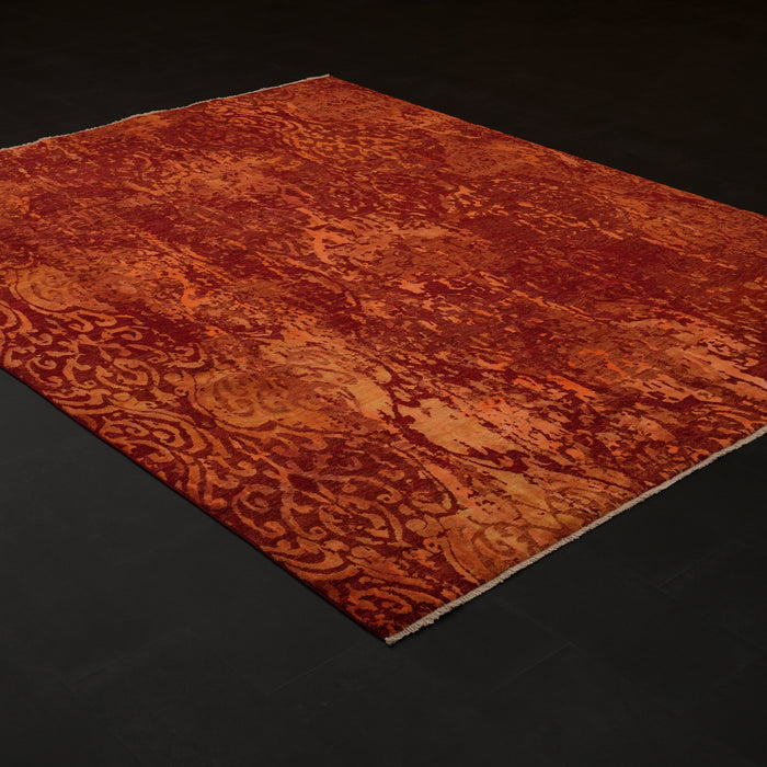 Ayan Series Handwoven Vintage Patterned Red Silk Rug