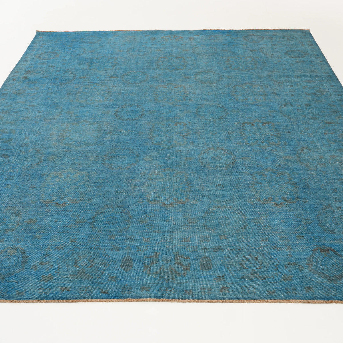 Ayan Serisi El Dokuma Vintage Desenli Mavi Yün Halı — 237x290 cm
