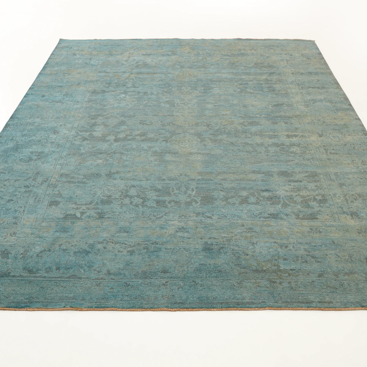 Ayan Serisi El Dokuma Vintage Desenli Mavi Yün Halı — 241x293 cm