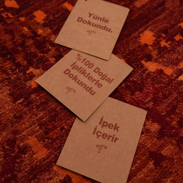 Ayan Serisi El Dokuma Vintage Desenli Kırmızı Yün Halı