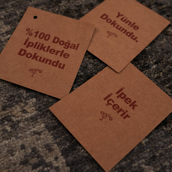 Ayan Serisi El Dokuma İpekli Geometrik Desenli Gri Halı