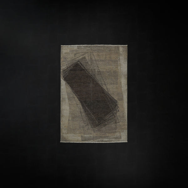 Ayan Serisi El Dokuma İpekli Geometrik Desenli Gri Halı