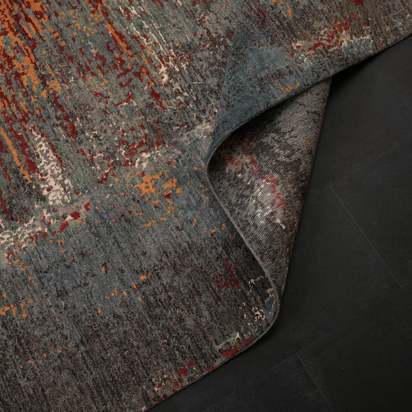 Ayan Serisi El Dokuma İpekli Soyut Desenli Gri Halı