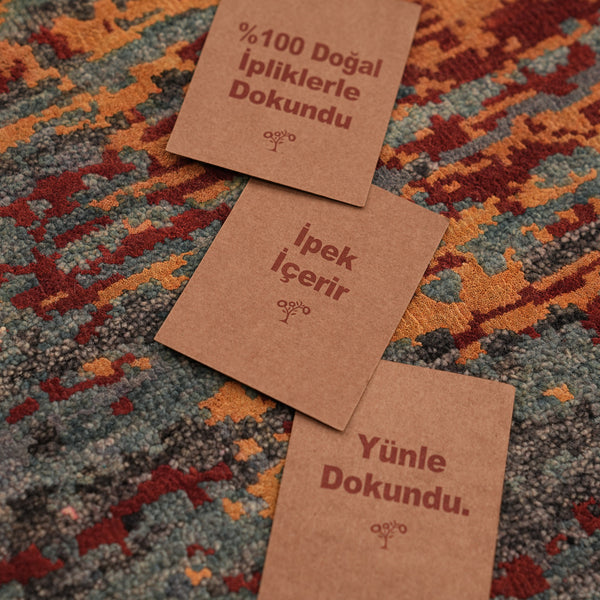 Ayan Serisi El Dokuma İpekli Soyut Desenli Gri Halı