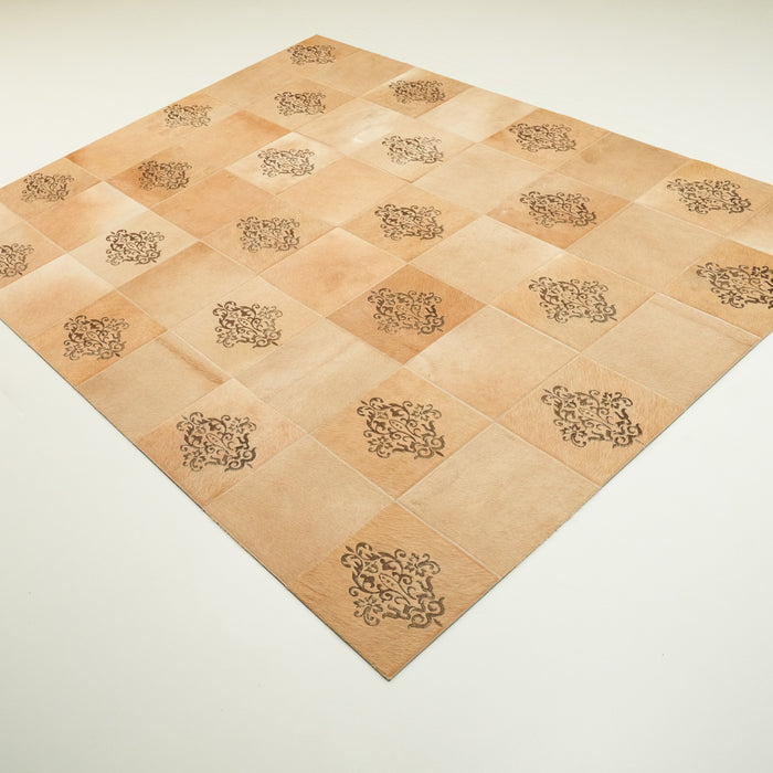 Bej Patchwork Desenli Deri Post Halı, 180x240 cm — Halıcızade
