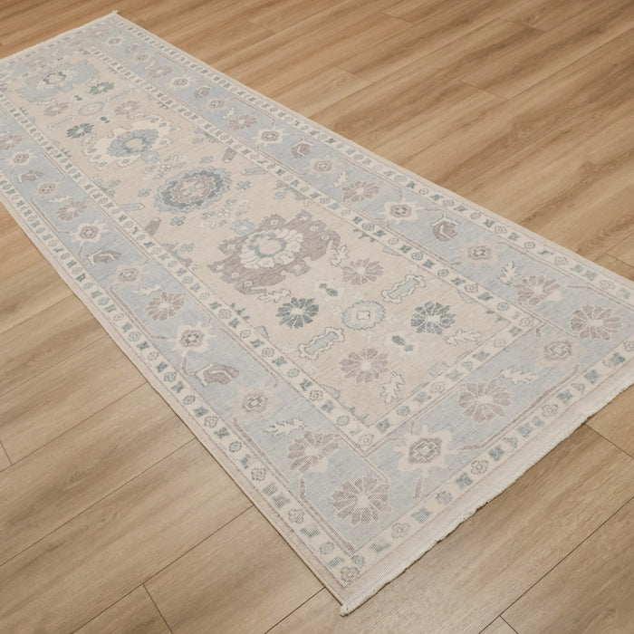 Berceste Serisi Klasik Yün Mavi Uşak Desenli Halı, 98x320 cm — Halıcızade