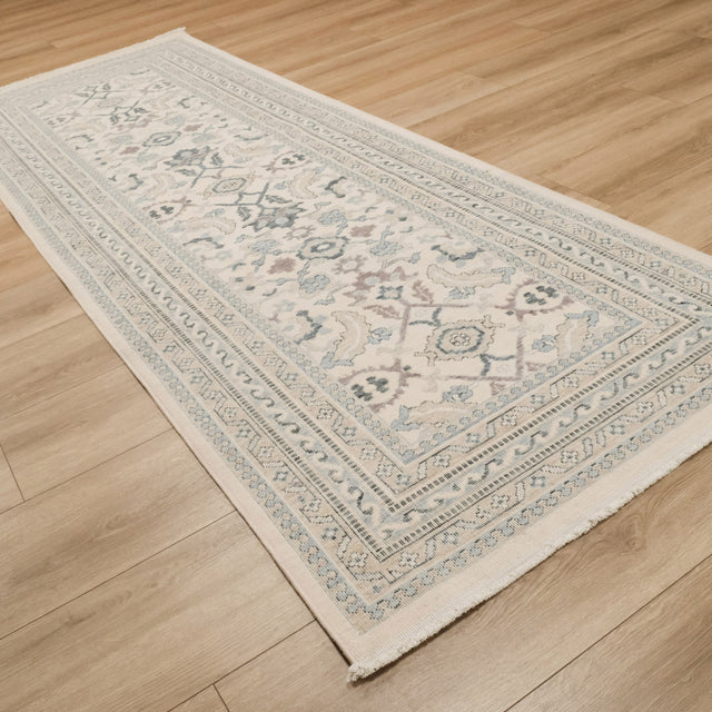 Berceste Series Classic Design Oushak Pattern Blue Wool Cotton Rug, 100×284 cm Translation missing: en.hz.card.alt_brand
