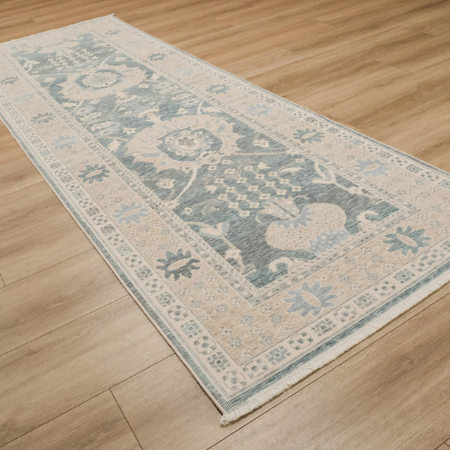 Berceste Series Oushak Pattern Blue Classic Design Wool Cotton Rug, 100×300 cm Translation missing: en.hz.card.alt_brand