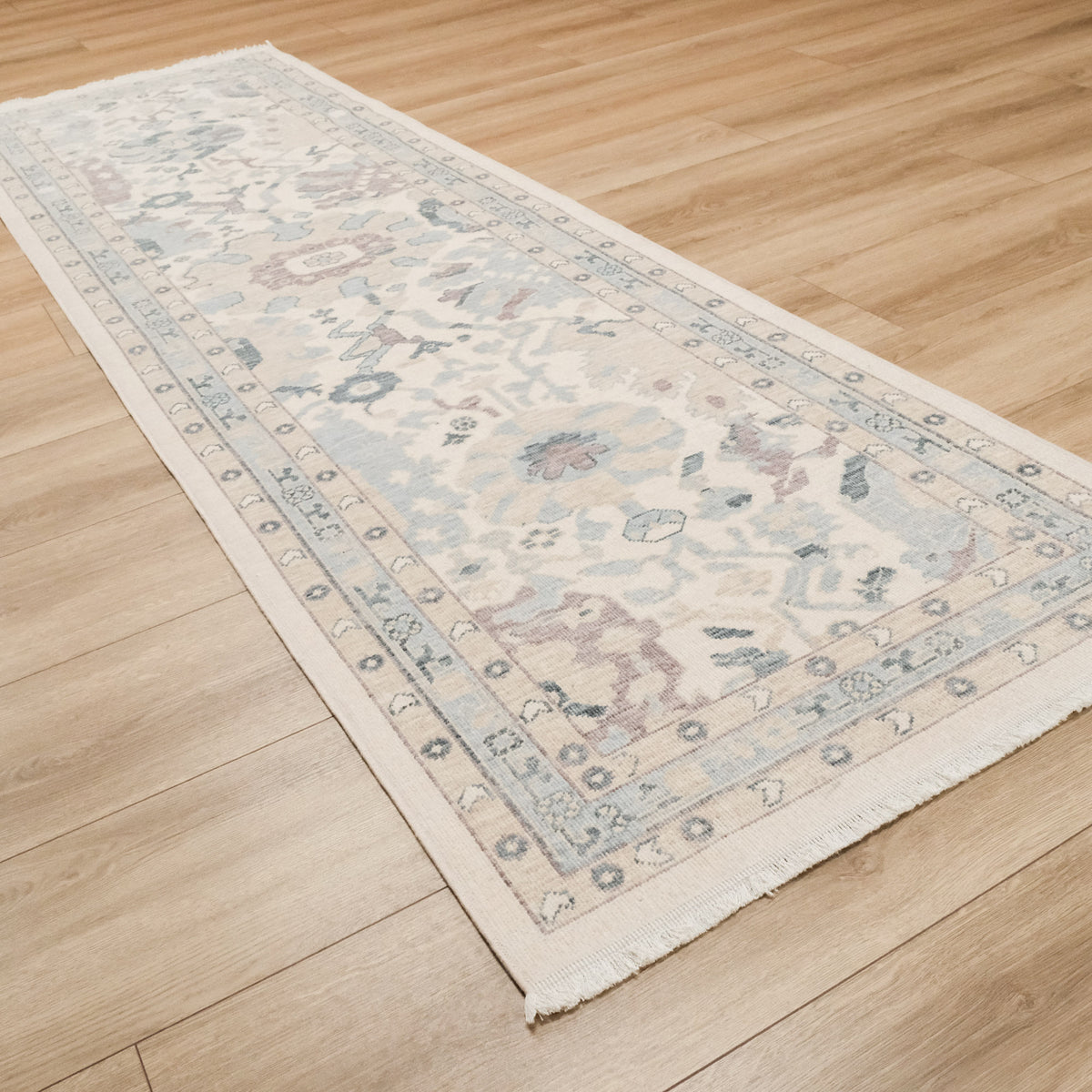 Berceste Serisi Yün Uşak Desenli Mavi Klasik Halı, 84x283 cm — Halıcızade