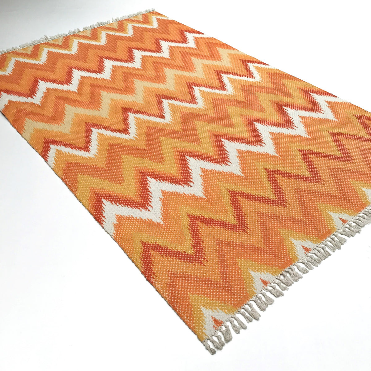 Bodrum Serisi Geometrik Desenli Makine Dokuma Kilim, turuncu, 120x180 – 80x300 cm — Halıcızade