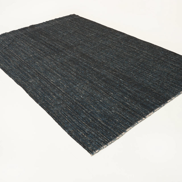 Bohem Serisi Çizgi Desenli Lacivert Yün Tezgah Dokuma Kilim, 190×275 cm Translation missing: tr.hz.card.alt_brand