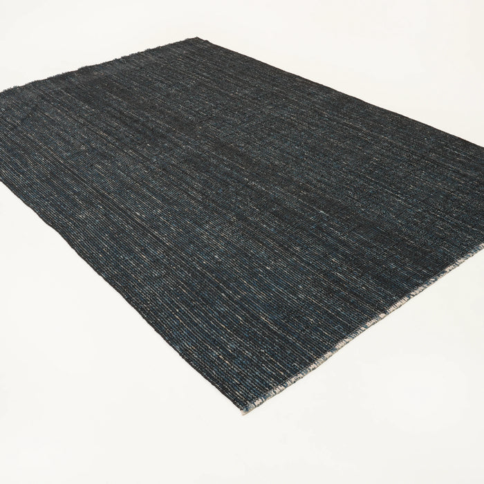 Bohem Serisi Çizgi Desenli Lacivert Yün Tezgah Dokuma Kilim, 190x275 cm — Halıcızade