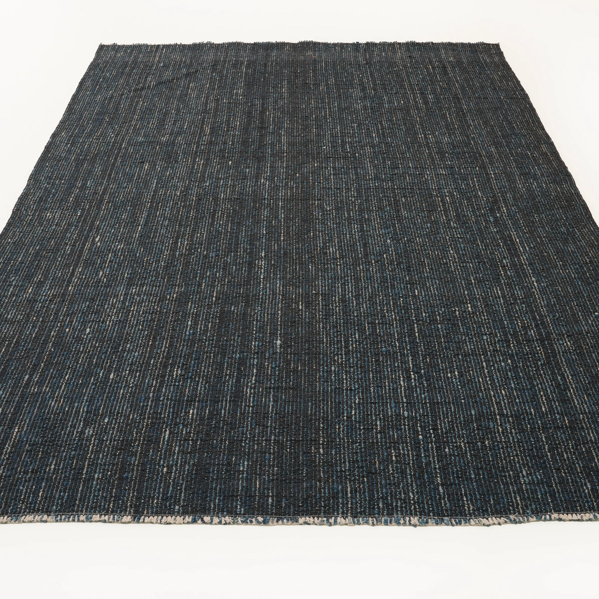 Bohem Serisi Çizgi Desenli Lacivert Yün Tezgah Dokuma Kilim — 190x275 cm