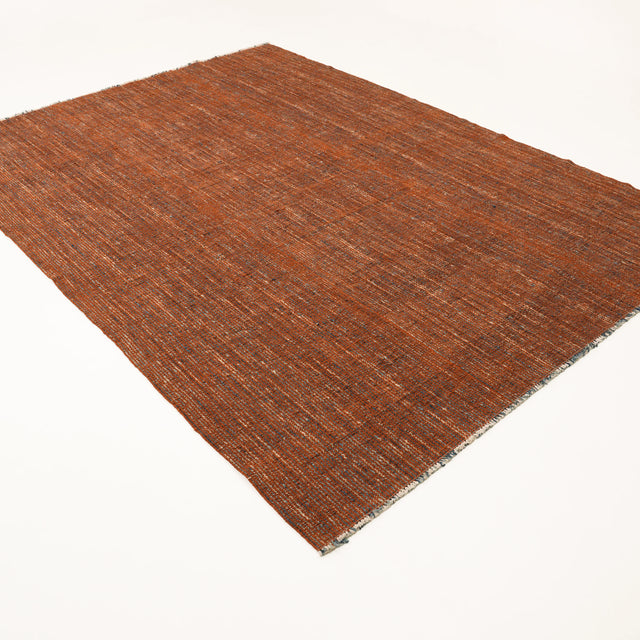 Bohem Serisi Çizgi Desenli Terra Yün Tezgah Dokuma Kilim, terra, 219x301 cm — Halıcızade