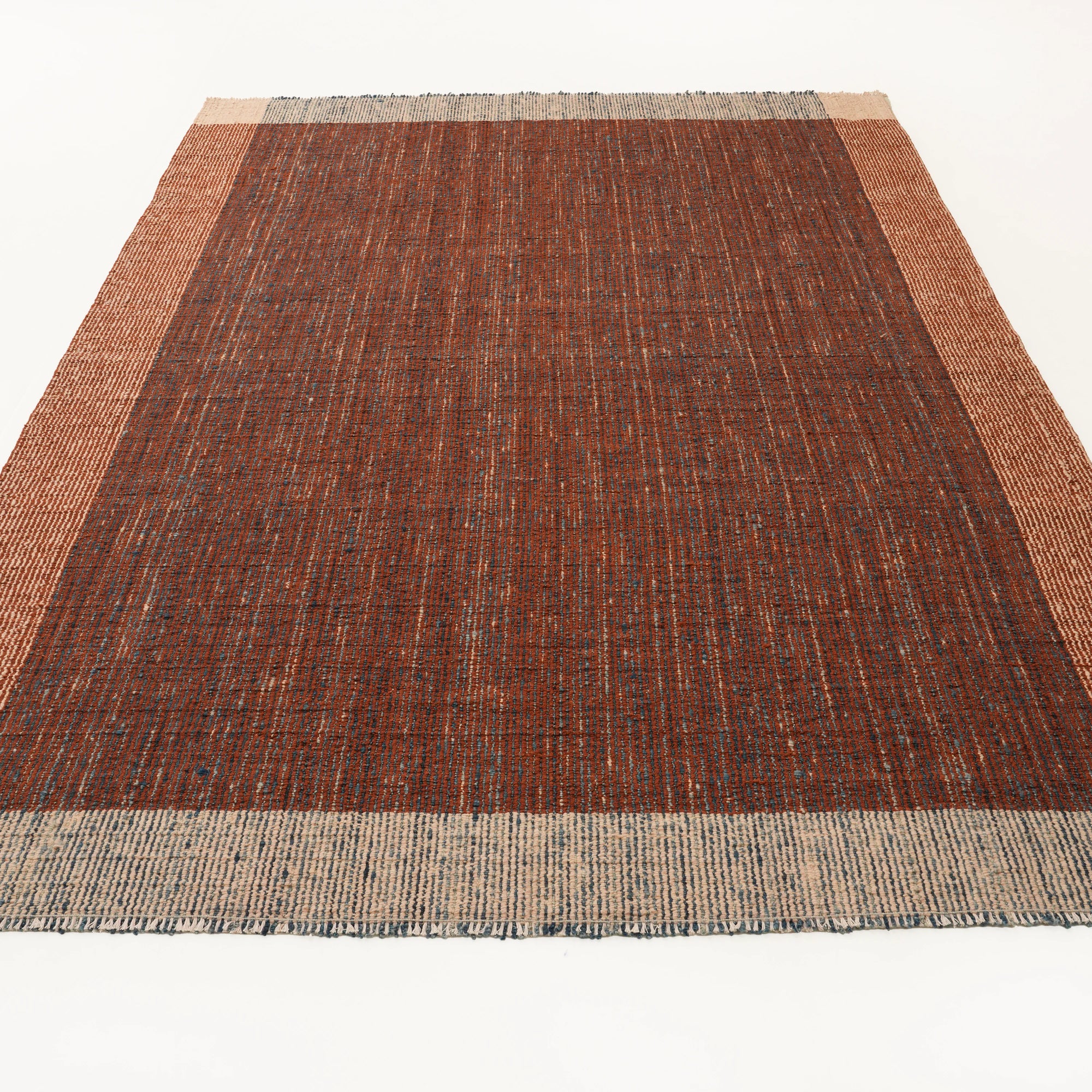 Bohem Serisi Çizgi Desenli Terra Yün Tezgah Dokuma Kilim — 193x280 cm
