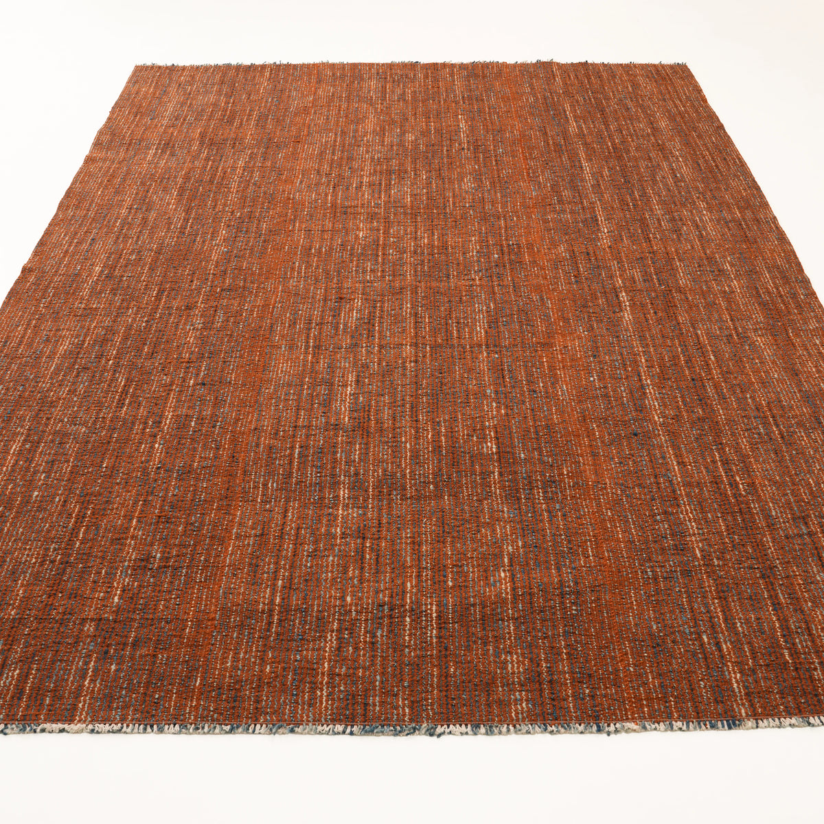 Bohem Serisi Çizgi Desenli Terra Yün Tezgah Dokuma Kilim — 219x301 cm