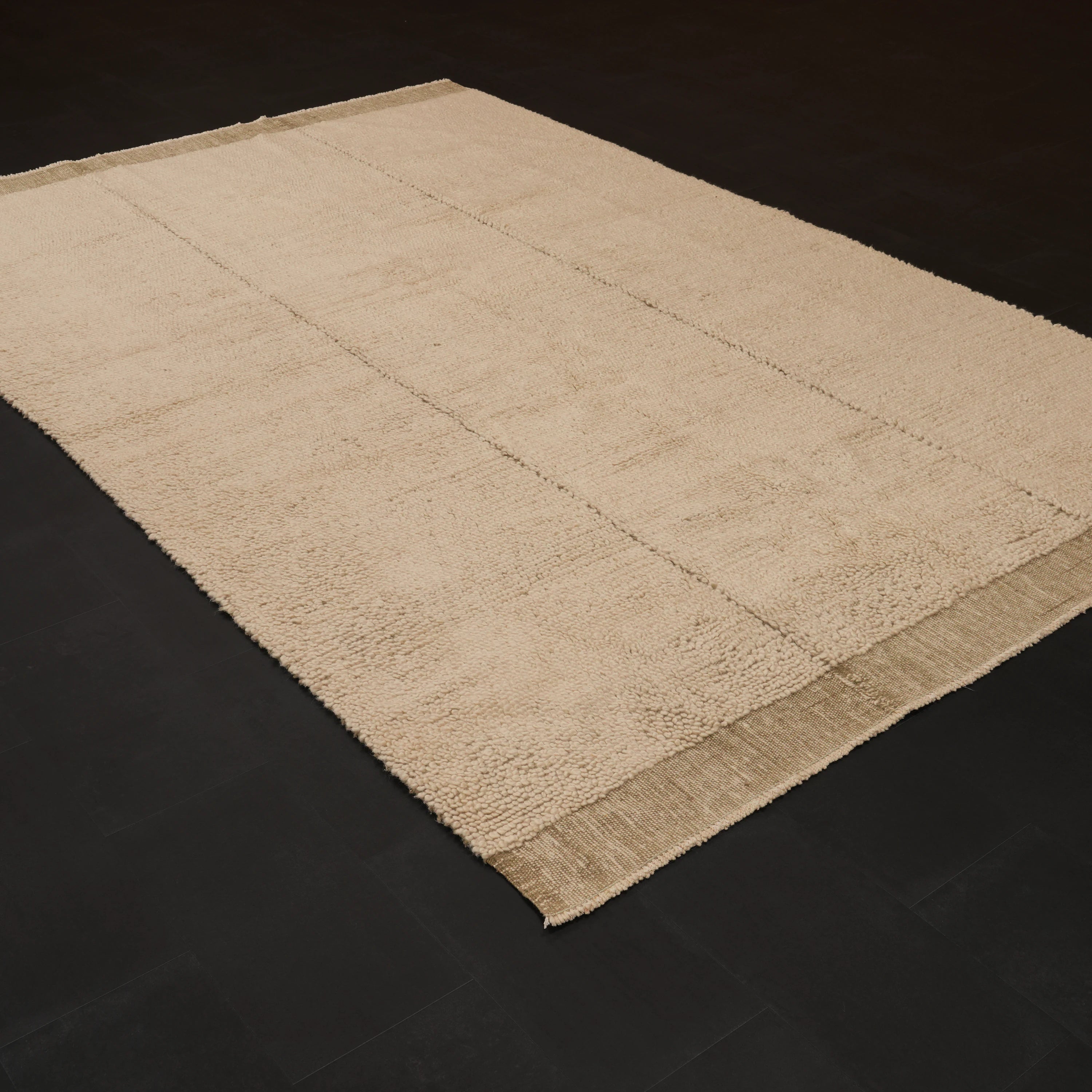 Bohem Series Simple Pattern Cream Wool Loom-Woven Kilim
