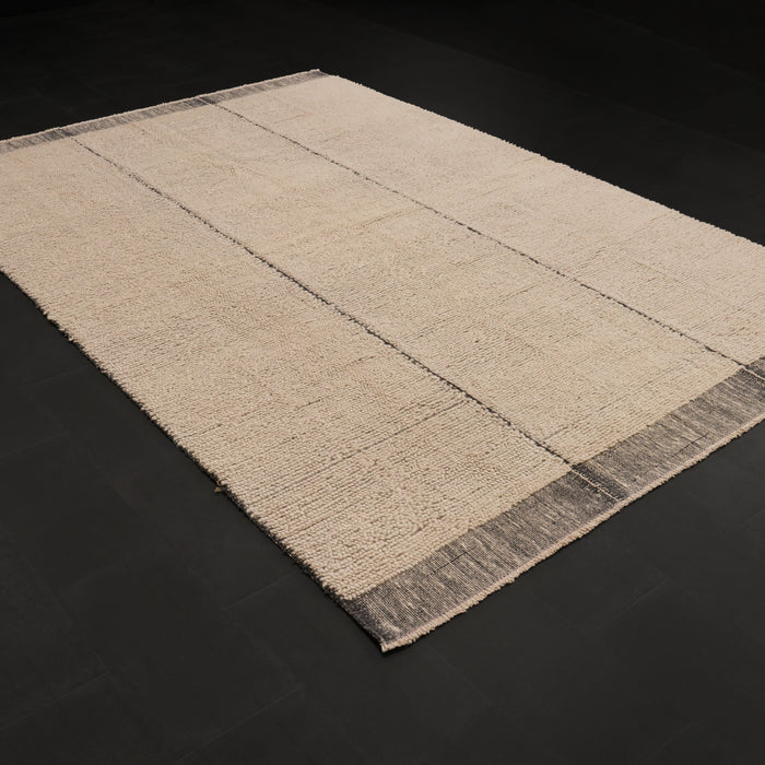 Bohem Serisi Sade Desenli Krem Yün Tezgah Dokuma Kilim, 195x305 cm — Halıcızade